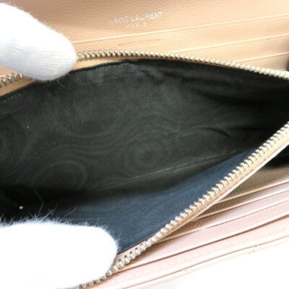 SAINT LAURENT Flap Wallet Beige Leather YSL V - Picture 6 of 6